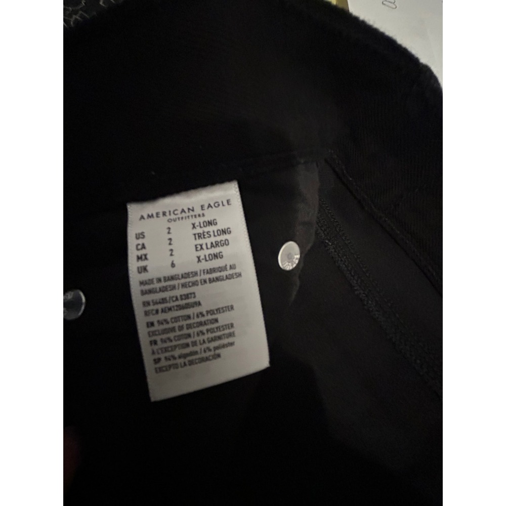 American Eagle Black Skinny Jeans High Waisted Button Fly Size 2 X-Long 1662-001 - Picture 6 of 6